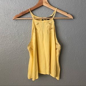 ☀️Kendall and Kylie Yellow Floral Halter Tank Top